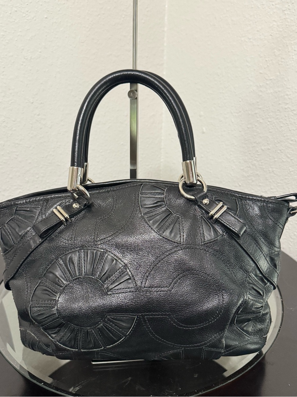 Coach Madison Embellished Leather Sofia Satchel Top-Handle